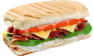🍞 サンドイッチ, ベーコン, チーズ, トマト, ほうれん草, 食べ物, ランチ, ディナー telegram sticker