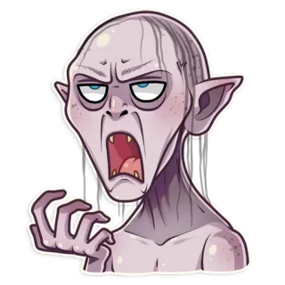 😫 Gollum Lord of the Rings gollum, sméagol, criatura, señor de los anillos, fantasía telegram sticker