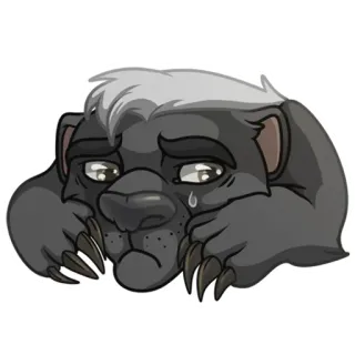 😢 ratel, animal, triste, pleurs whatsapp sticker