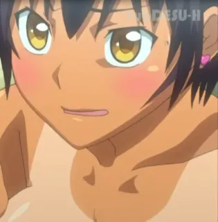 😅 Anime, Ragazza, Abbronzata, Rossore, Cartone animato telegram sticker