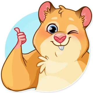 👍 햄스터, 귀여운, 동물, 윙크, 엄지 척, 만화 telegram sticker