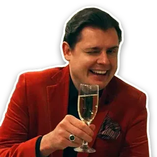 😉 Mann, roter Anzug, Champagner, zwinkernd, lächelnd, Toast telegram sticker
