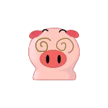 😵 porco, desenho animado, olhos em espiral, animal, tonto telegram sticker