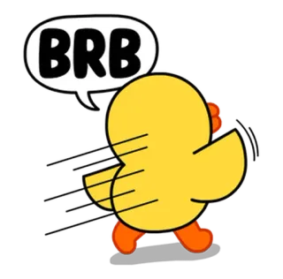 🏃 BRB Скоро буду, мультик, утка, отошел, уходит, быстро, уходит, вернусь скоро telegram sticker