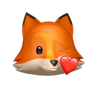 😘 zorro, animal, emoji, corazón, amor, lindo, sticker whatsapp sticker