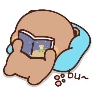 ✨ bu~ 곰, 독서, 책, 귀여운, 만화 whatsapp sticker
