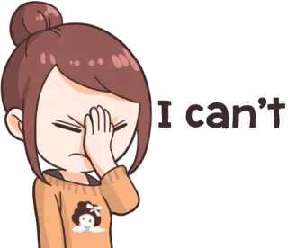 🤦‍♀️ I can't frustração, desilusão, desenho animado, adesivo, menina telegram sticker