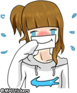 🙂 @MHStickers cartoon, girl, sticker, anime, MHStickers, smiley face telegram sticker