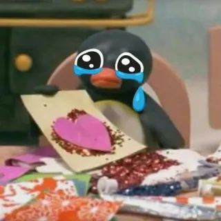 😭 Pingu Pingu, Pinguino, Cartone animato, Triste, Pianto, Cuore, Glitter, Artigianato whatsapp sticker