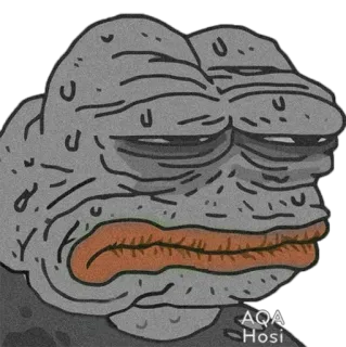 😐 AQA Hosi Pepe de kikker, verdrietig, meme, internetmeme, depressie telegram sticker
