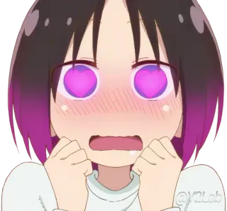 😍 Elma Miss Kobayashi's Dragon Maid anime, dragón, ojos de corazón, lindo, kawaii, fanart whatsapp sticker