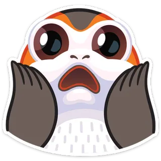 😱 Porg Star Wars Porg, Star Wars, mono, impactado, pájaro, animal telegram sticker