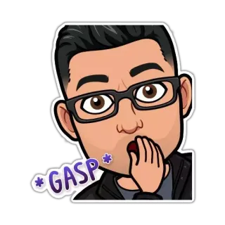 😱 GASP шок, сюрприз, изумление, мультфильм, аватар, bitmoji telegram sticker
