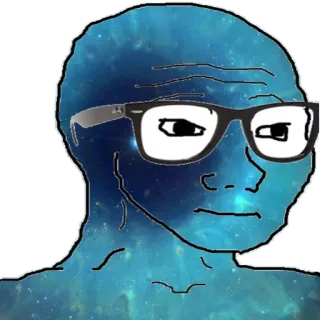 👓 wojak, meme, nerd, glasses, galaxy telegram sticker