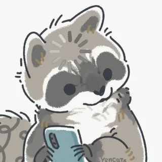 👀 raccoon, animal, cartoon, phone, cute, digital art telegram sticker