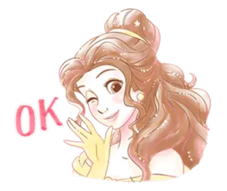 😉 Belle OK Prinzessin, Disney, Ok, Bestätigung, Cartoon, Animiert whatsapp sticker