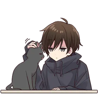 🐱 Anime, Gato, Menino, Animal de estimação, Fofo, Desenho animado telegram sticker