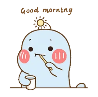 🪥 Good Morning 早上好, 早晨, 刷牙, 可爱, 卡通, 太阳, 问候 telegram sticker