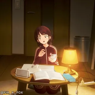 ๐คฏ Tae Yamada Zombie Land Saga @PIK_A_FOX Tae Yamada, Zombie Land Saga, studying, anime girl, homework, writing, desk lamp whatsapp sticker