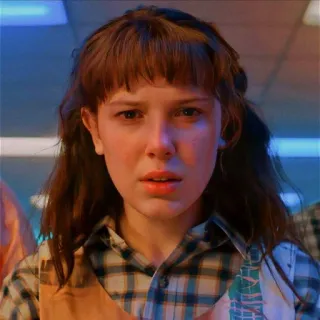 😐 Eleven Stranger Things onze, millie bobby brown, stranger things, netflix, personagem, série tv telegram sticker