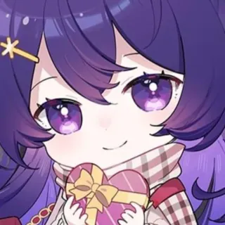 💝 Anime, Dessin animé, Personnage, Chibi, Kawaii, Mignon, Cheveux violets, Coeur whatsapp sticker