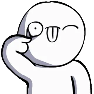 😜 Показывать язык, Мультяшный, Белый, Смешной, Глупый whatsapp sticker