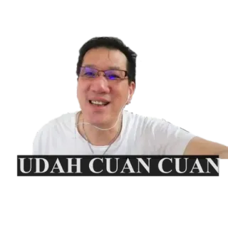😊 UDAH CUAN CUAN Indonesian, meme, phrase, happy, smiling telegram sticker
