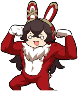 💪 Amber Genshin Impact Anime, Cartoon, Videogame, Grappig, Meme, Genshin Impact telegram sticker