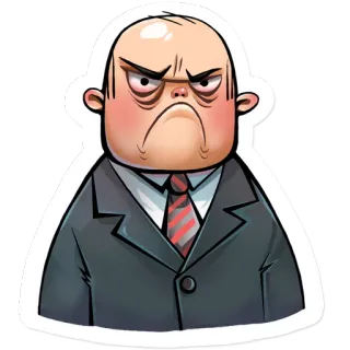 😠 hombre, enfadado, jefe, traje, dibujos animados, calvo telegram sticker
