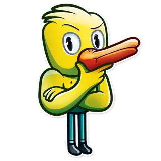 🤔 pato, desenho animado, animal, personagem, amarelo, pássaro telegram sticker