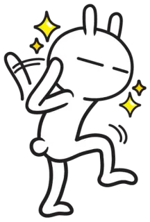 👋 królik, tańczący, gwiazdy, biały, słodki telegram sticker