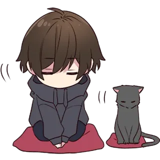 😌 Anime, Chibi, Gato, Kawaii, Lindo, Mascota telegram sticker