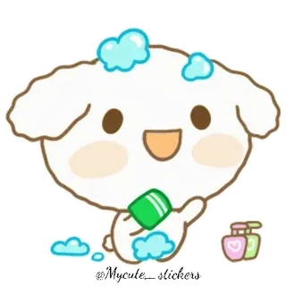 🧼 perro, dibujo animado, lindo, baño, burbujas, jabón telegram sticker