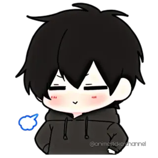 😌 anime, boy, sticker, chibi, cute whatsapp sticker