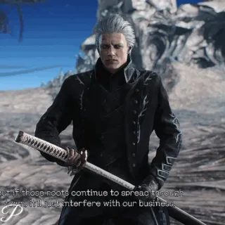 🗡 Vergil Devil May Cry But if those roots continue to spread through
Son, it'll just interfere with our business. anime, videogame, sword, vergil, devil may cry telegram sticker