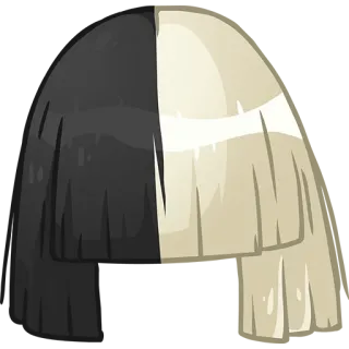 🎶 wig, hair, black and white, two-tone telegram sticker