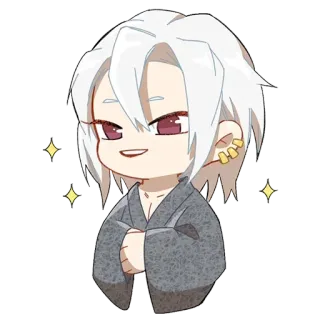💎 Anime, Manga, Chibi, Personaggio, Scintille, Capelli bianchi, Kimono telegram sticker