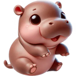 ☺️ hipopótamo, animal, fofo, desenho animado, bebê, hipopótamo telegram sticker