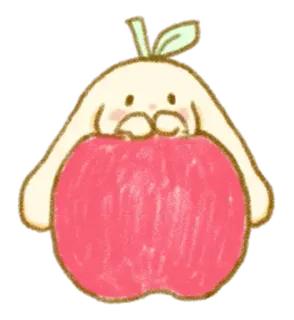 💭 zwierzę, kreskówka, uroczy, jabłko, naklejka, kapryśny whatsapp sticker
