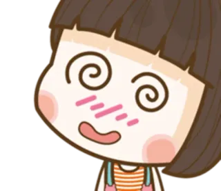😵 Dessin animé, Étourdi, Confus, Fille, Animé telegram sticker