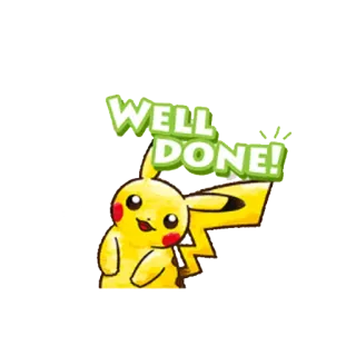 👍 Pikachu WELL DONE! pikachu, pokemon, bem feito, parabéns, adesivo, positivo, celebração, fofo whatsapp sticker