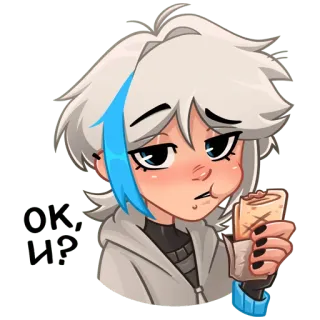 🤔 anime, burrito, eating, cartoon, girl, hoodie, snack telegram sticker