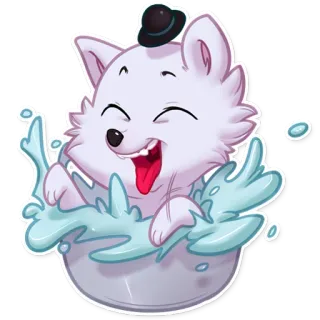 😂 pies, kreskówka, kąpiel, woda, słodki, zwierzę, naklejka telegram sticker