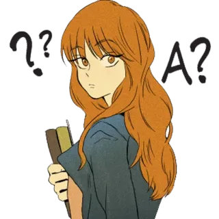 🙁 ? A ? domanda, confuso, anime, manga, ragazza, cartone animato, pensando telegram sticker