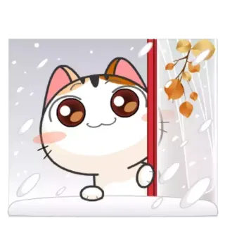 ❄️ 猫, 動物, かわいい, 冬, 雪 telegram sticker