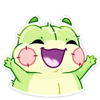 🤗 słodki, szczęśliwy, zielony, postać, radosny, kreskówka, ilustracja telegram sticker