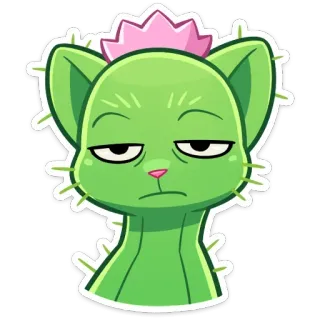 😕 chat, cactus, autocollant, animal, vert, fleur telegram sticker