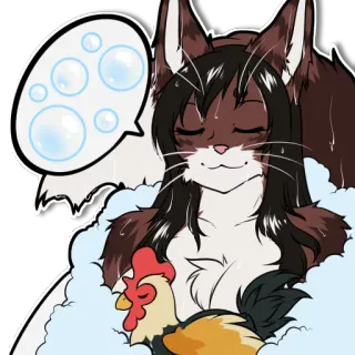 🛁 cat, chicken, cute, animal, cartoon, character, bubbles, kawaii telegram sticker