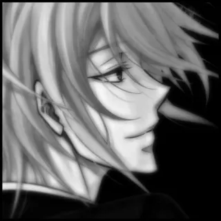 🦋 Anime, Manga, Portret, Postać, Czarno-białe telegram sticker