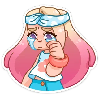 😭 pleurer, triste, fille, dessin animé, larmes telegram sticker